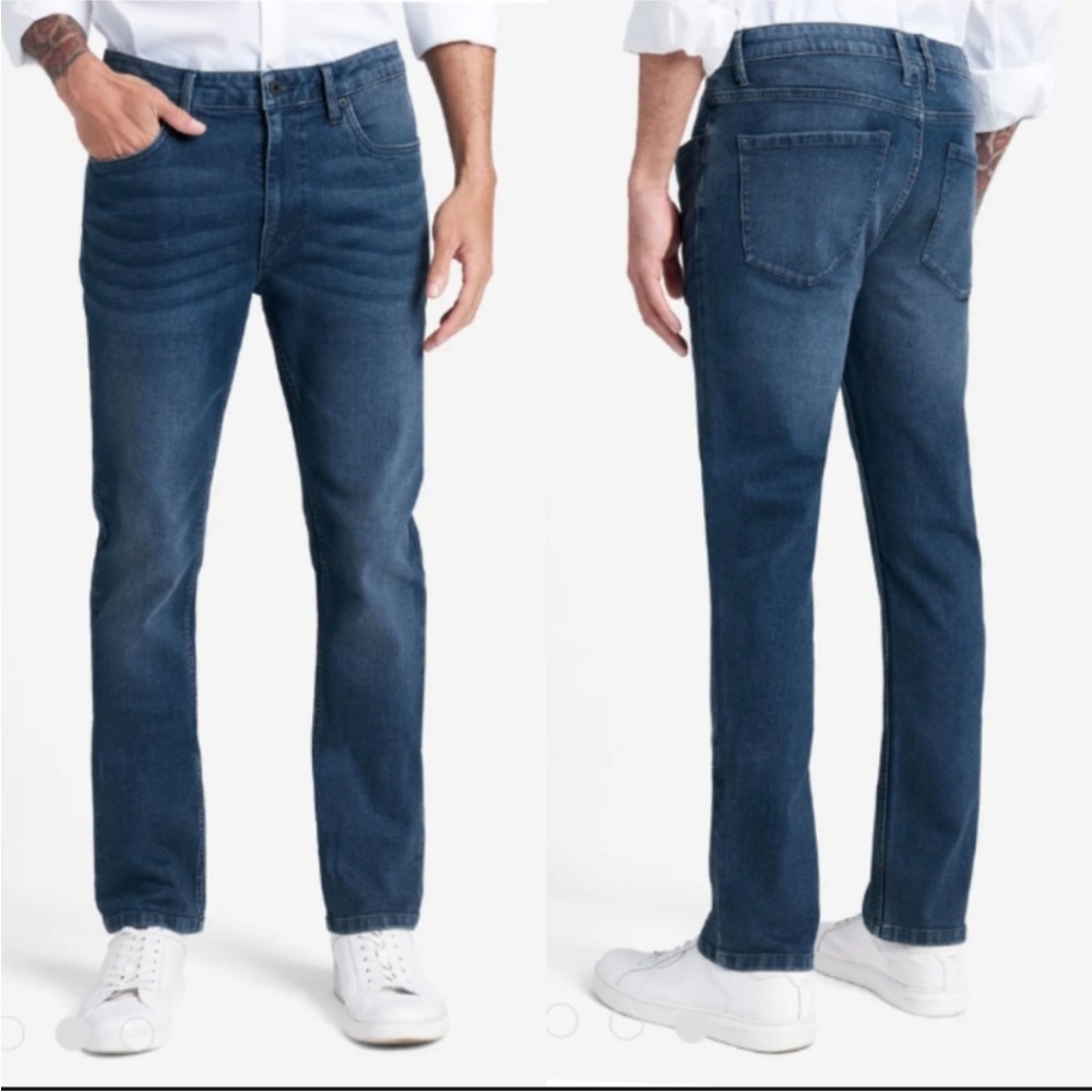 NWT Kenneth Cole Men's Straight Leg Fit Jeans Stretch Denim Blue Size 36x34